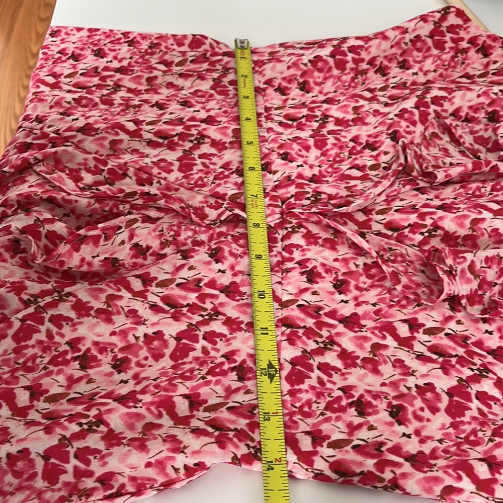 BCBG Jessa Ruffle Pink Floral V Neck Mini Dress Size 4 - Picture 8 of 10